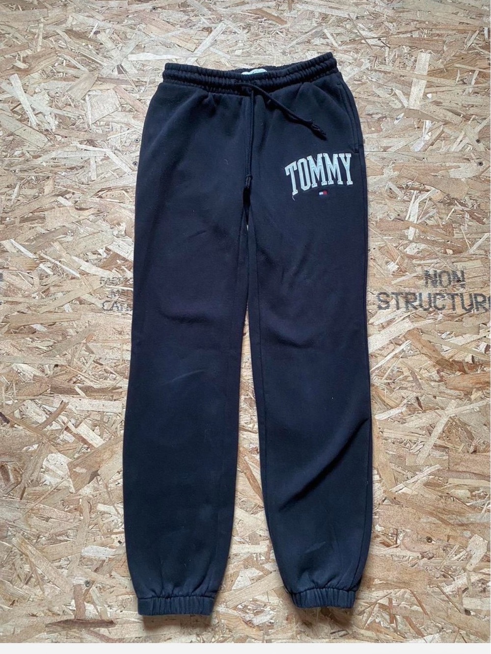 Tommy Hilfiger Black Cuffed Track Joggers with Embroided Logo